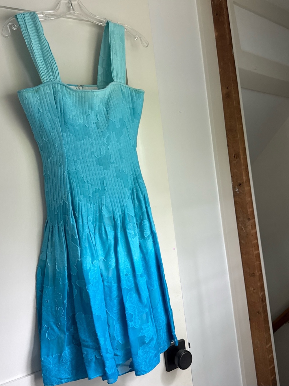 Diane Von Furstenberg Aqua Blue Textured Midi Dress